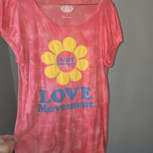 Juicy Couture Coral and Yellow Floral Tee